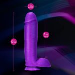 Neo Elite - 10 Inch Silicone Dual Density Cock with Balls - Neon Purple - Image 4