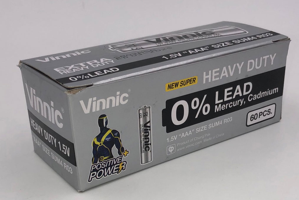 5Cl0Tv8BoRUOyNjl6IhlUeEz7UyaoWaP Vinnic Extra Heavy Duty AAA Batteries - 2 Pc./ Shrink Pk. - 60 Pcs. Box - Image 1
