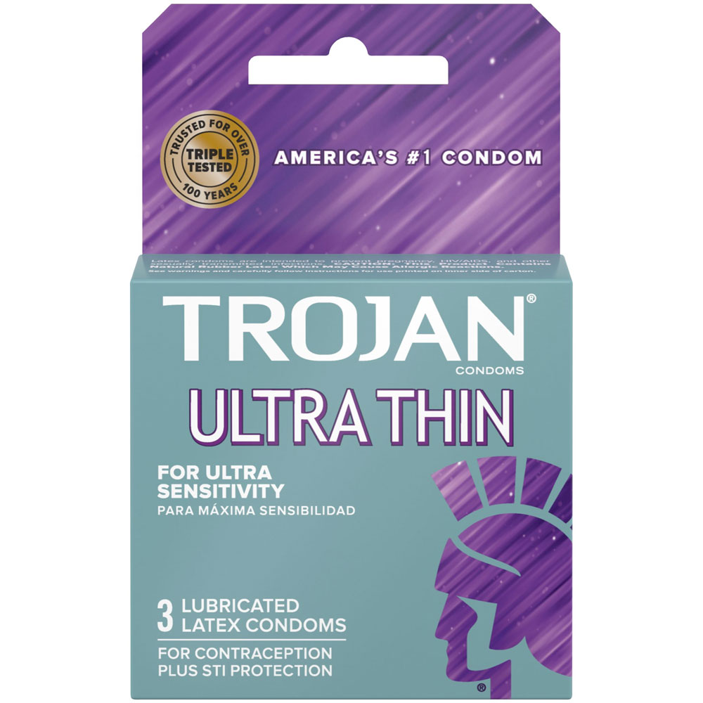 5Ded926n Trojan Sensitivity Ultra Thin Lubricated Condoms - 3 Pack - Image 1