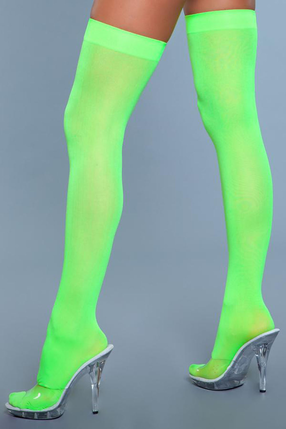 5foSqTGeMXXDdpG96A8duuPvw9iQwbvz Opaque Nylon Thigh Highs - Neon Green - One Size - Image 1