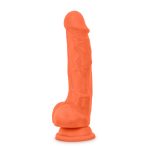 Neo Elite - 7.5 Inch Silicone Dual Density Cock With Balls - Neon Orange - Image 2