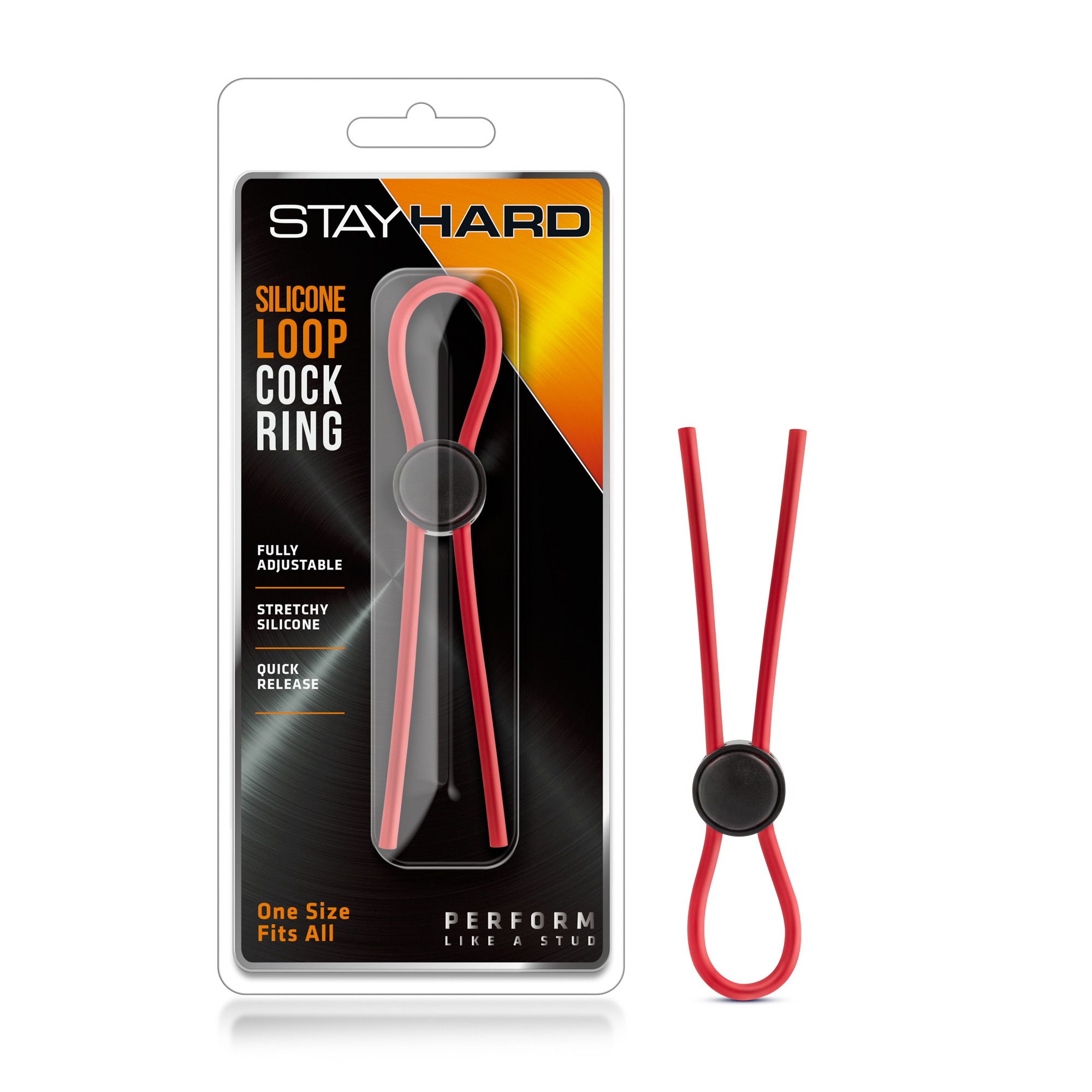 www.blushnovelties.com Stay Hard - Silicone Loop Cock Ring - Red - Image 1