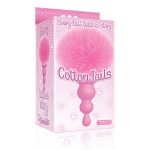 The 9's Cottontails Silicone Bunny Tail Butt Plug - Beaded Pink