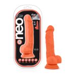 Neo Elite - 7.5 Inch Silicone Dual Density Cock With Balls - Neon Orange