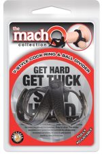 The Macho Collection v-Style Cock Ring and Ball Divider - Black - Image 2