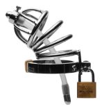 Stainless Steel Chastity Cage With Silicone Urethral Plug - Image 2