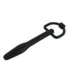 Silicone Cum Thru D Ring Penis Plug - Black