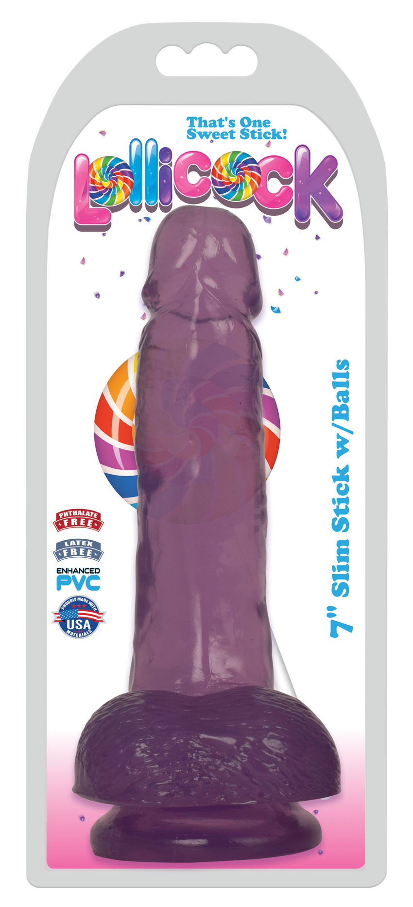 CN-09-0429-11 Chocolate 6" Lollicock 7 Inch Slim Stick With Balls - Grape Ice - Image 1