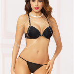 Rhinestone and Silver Draped Body Chain - One Size