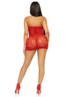 Rhinestone Lace and Net Mini Dress - One Size - Red - Image 5