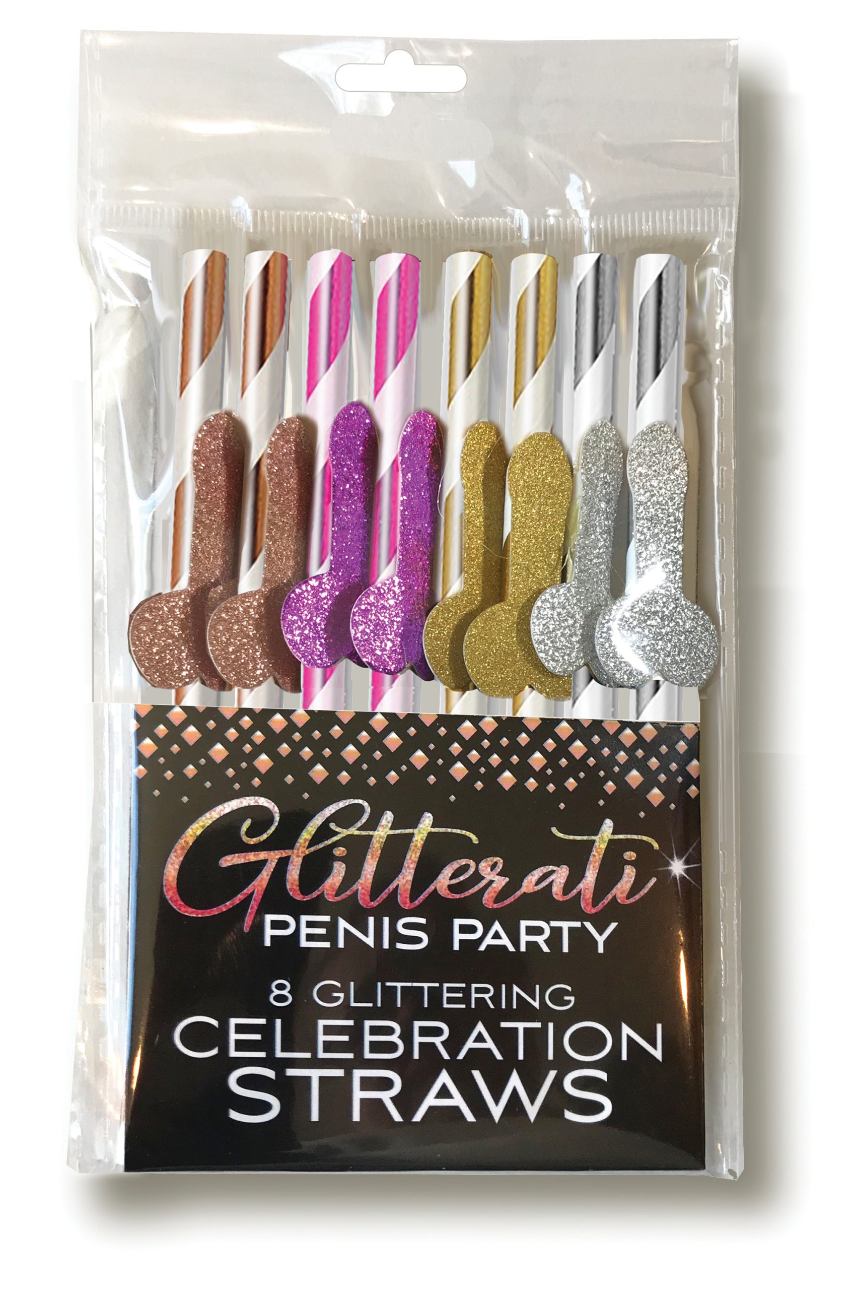 7rkA9FA9Q8k4VmfyssPbraZeLS9mJms2 Glitterati Penis Party Celebration Straws - 8 Count - Image 1