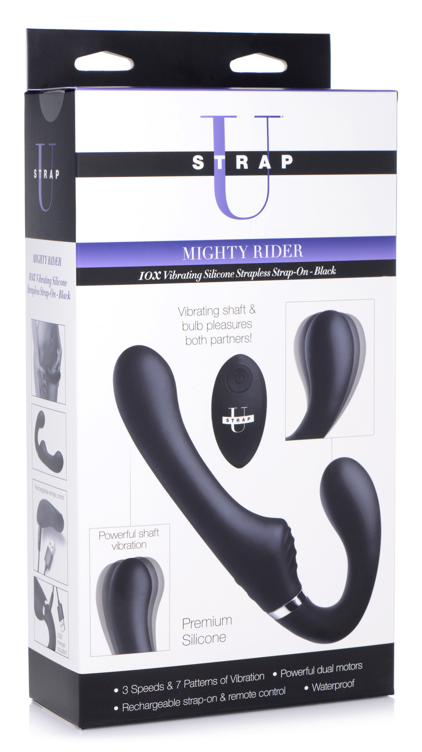 877d4JdOKkf7ktdReP1ZenU3shd4CbYI 10x Mighty Rider Vibrating Strapless Strap-on Black - Image 1
