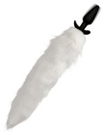 Vibrating White Fox Tail Slender Anal Plug - Image 3