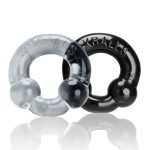 Ultraballs 2- Piece Cockring Set - Black & Clear - Image 3