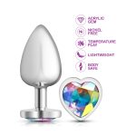 Clear Iridescent Heart Gem Silver Metal Plug - Lg - Image 4