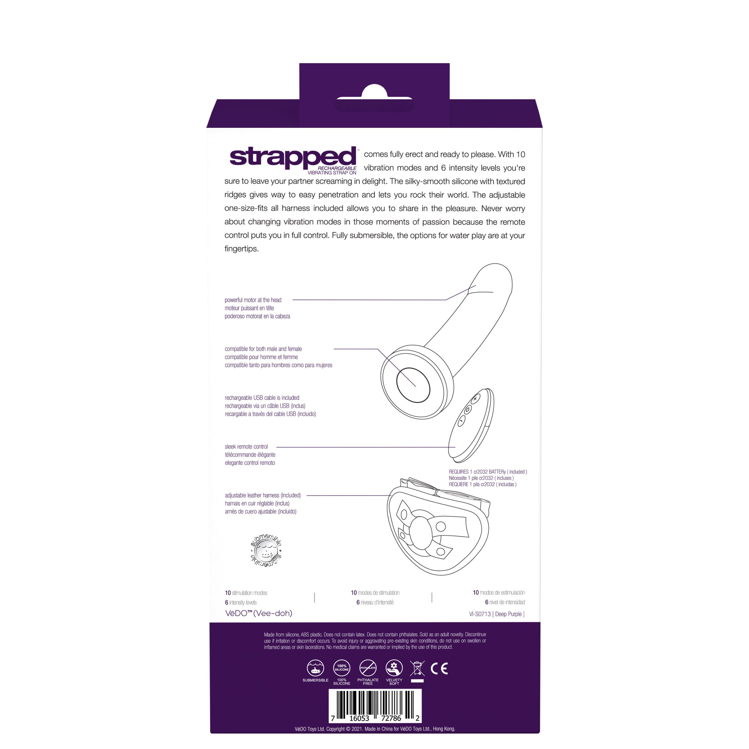 8PWdy5vLFJCznDSBfarEmJieImP5o5zj Strapped Rechargeable Strap on - Purple - Image 1