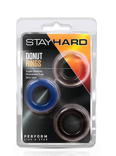 8eb515a58bf1955b64bdcf805270d9ea Stay Hard Donut Rings - 3 Pack - Image 1