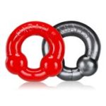 Ultraballs 2-Piece Cockring Set - Steel & Red - Image 2
