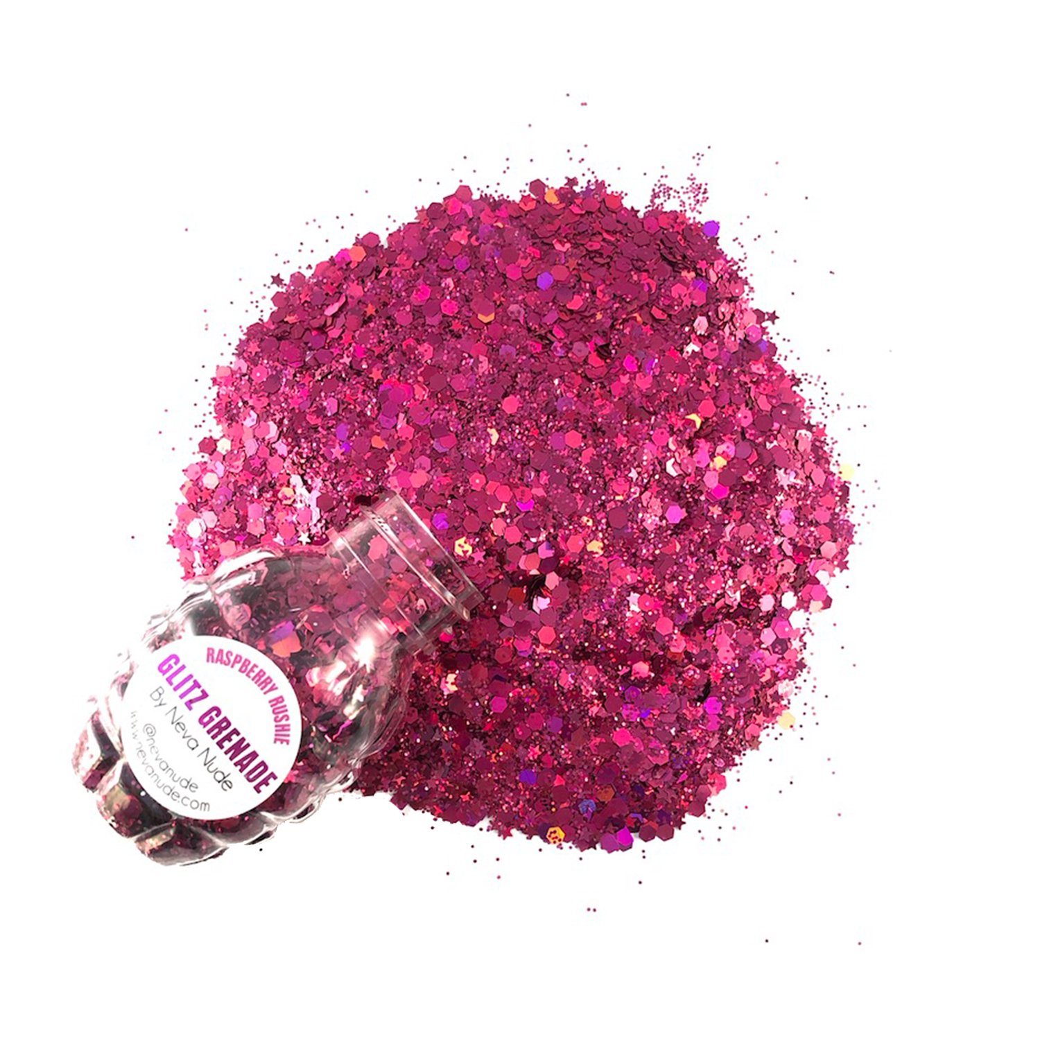 8vc7nk8puui03ZsYvX9AU31b7kK8wiZd Raspberry Rushie Cosmetic Glitter Glitz Grenade Keychain in Aloe Gel - Image 1