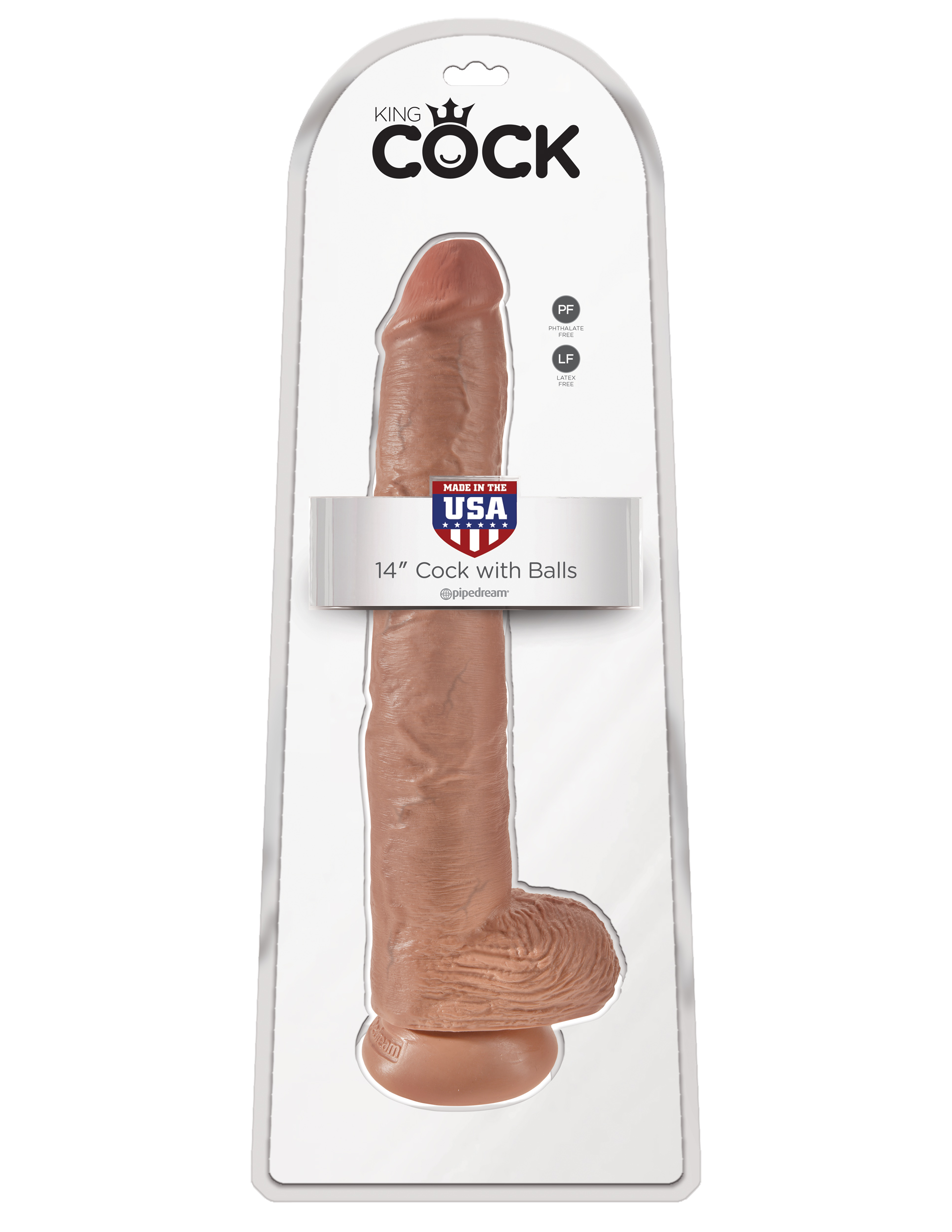 8xhG17WaD1f5F4dcdaw5bf7D1EDEilHG King Cock 14" Cock With Balls - Tan - Image 1