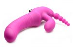 Regal Rider Vibrating Strapless Strap- on Triple G Dildo - Pink - Image 5