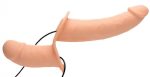 Power Pegger Silicone Vibrating Double Dildo With Harness - Flesh - Image 4