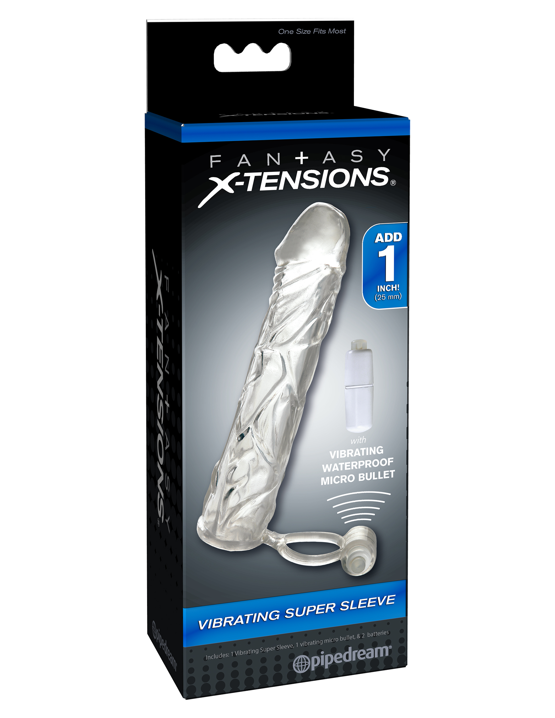 9TrxC1qV7MUzgPE9ifpzJYorGnxiUOOd Fantasy X-Tensions Vibrating Super Sleeve - Clear - Image 1