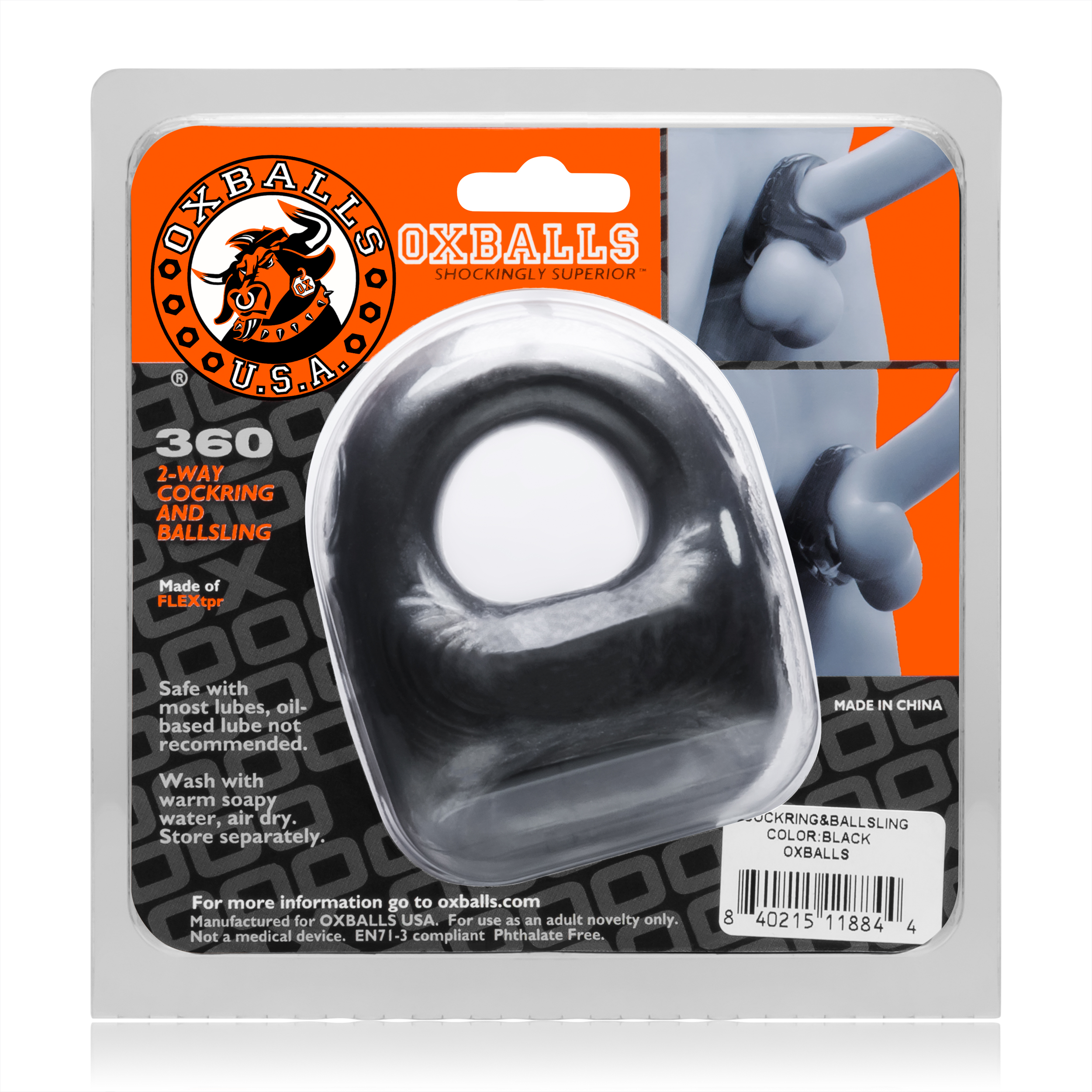 9b7im5FqZEP1titsiYfcG1voPq8IwltZ 360 2- Way Cockring and Ballsling - Black - Image 1