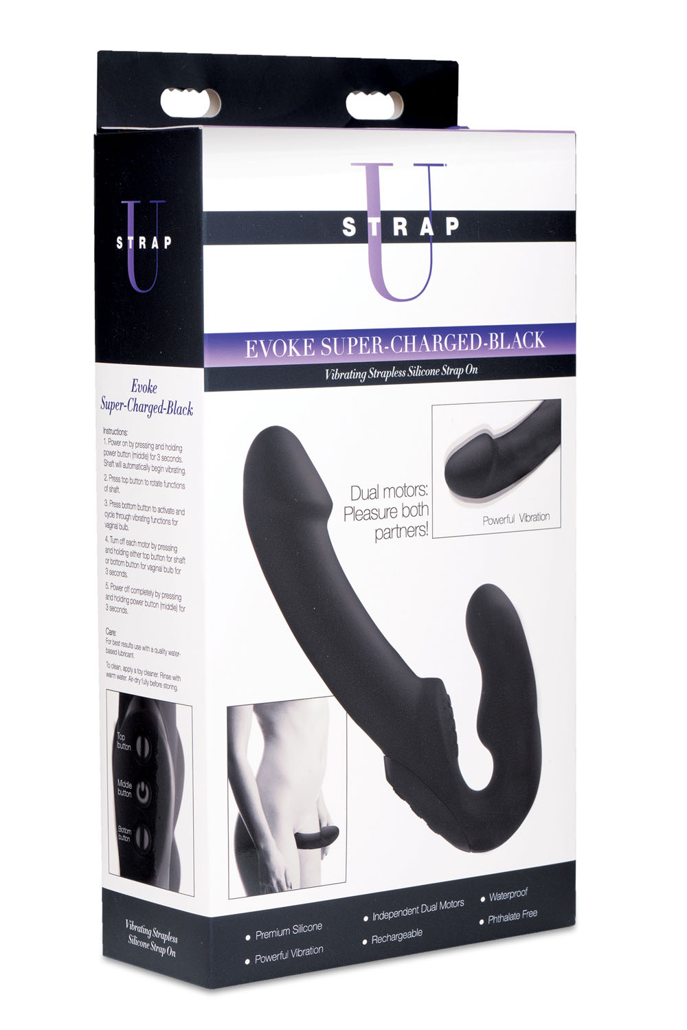 9ki4SJoH18cjDuxgpAt65pKKsr4f1HCK Evoke Rechargeable Vibrating Silicone Strapless Strap on - Black - Image 1