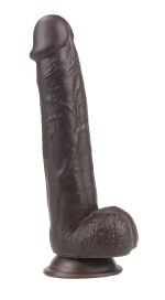 Real Skin 9" Dual Layer Dildo - Dark Brown - Image 5