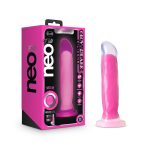 Neo Elite Glow in the Dark - Marquee - 8 Inch Silicone Dual Density Dildo - Neon Pink - Image 5