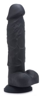 Power Pecker 7 Inch Silicone Dildo With Balls - Black - Image 2
