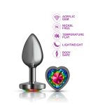 Rainbow Heart Gem Gunmetal Metal Plug - Sm - Image 7