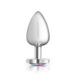 Clear Iridescent Heart Gem Silver Metal Plug - Lg - Image 6