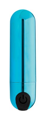 10x Rechargeable Vibrating Metallic Bullet - Blue - Image 3