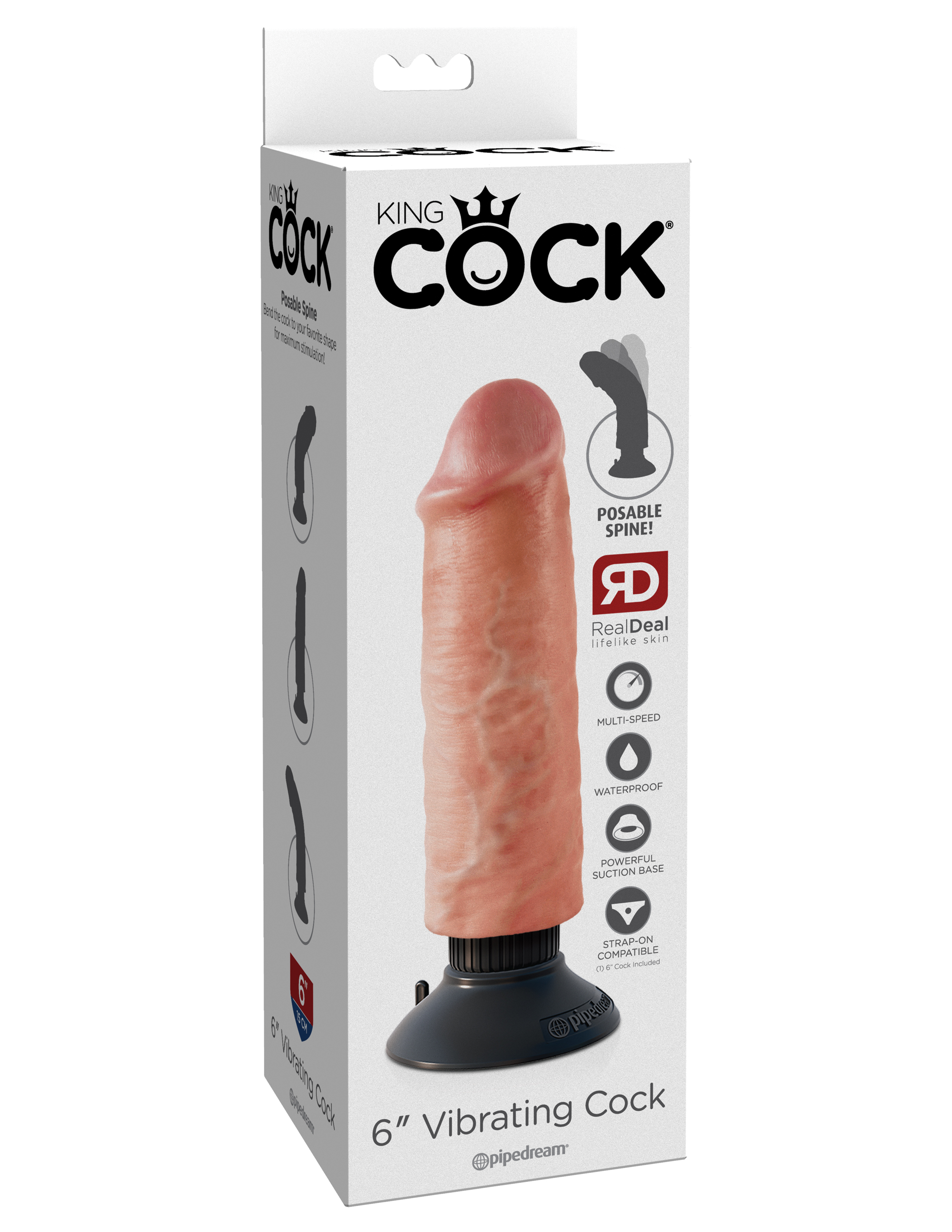 AJooOuYCPMbICqD8gr51upJFNRDUpeQH King Cock 6-Inch Vibrating Cock - Light - Image 1