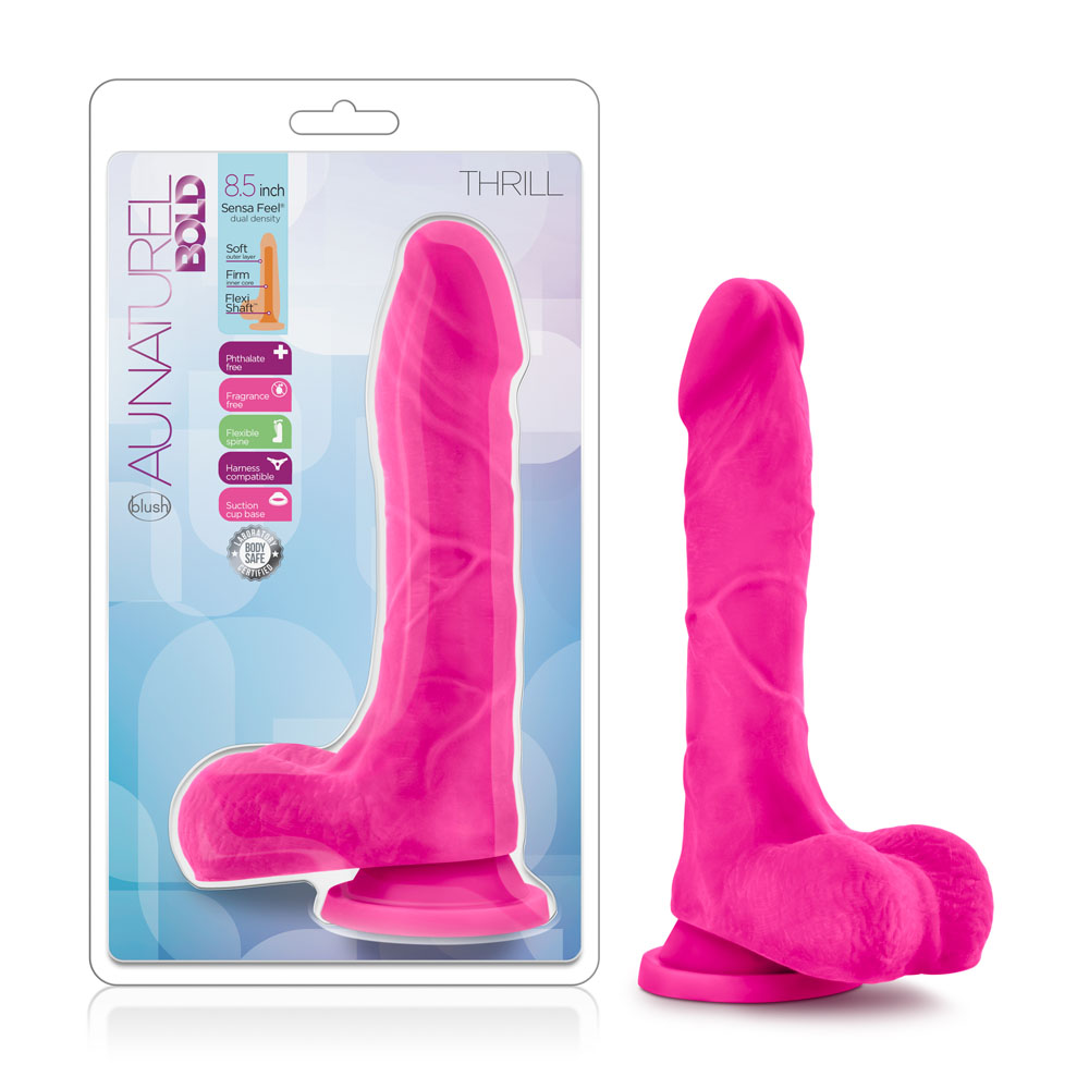 www.blushnovelties.com Au Natural - Bold - Thrill - 8.5 Inch Dildo - Pink - Image 1