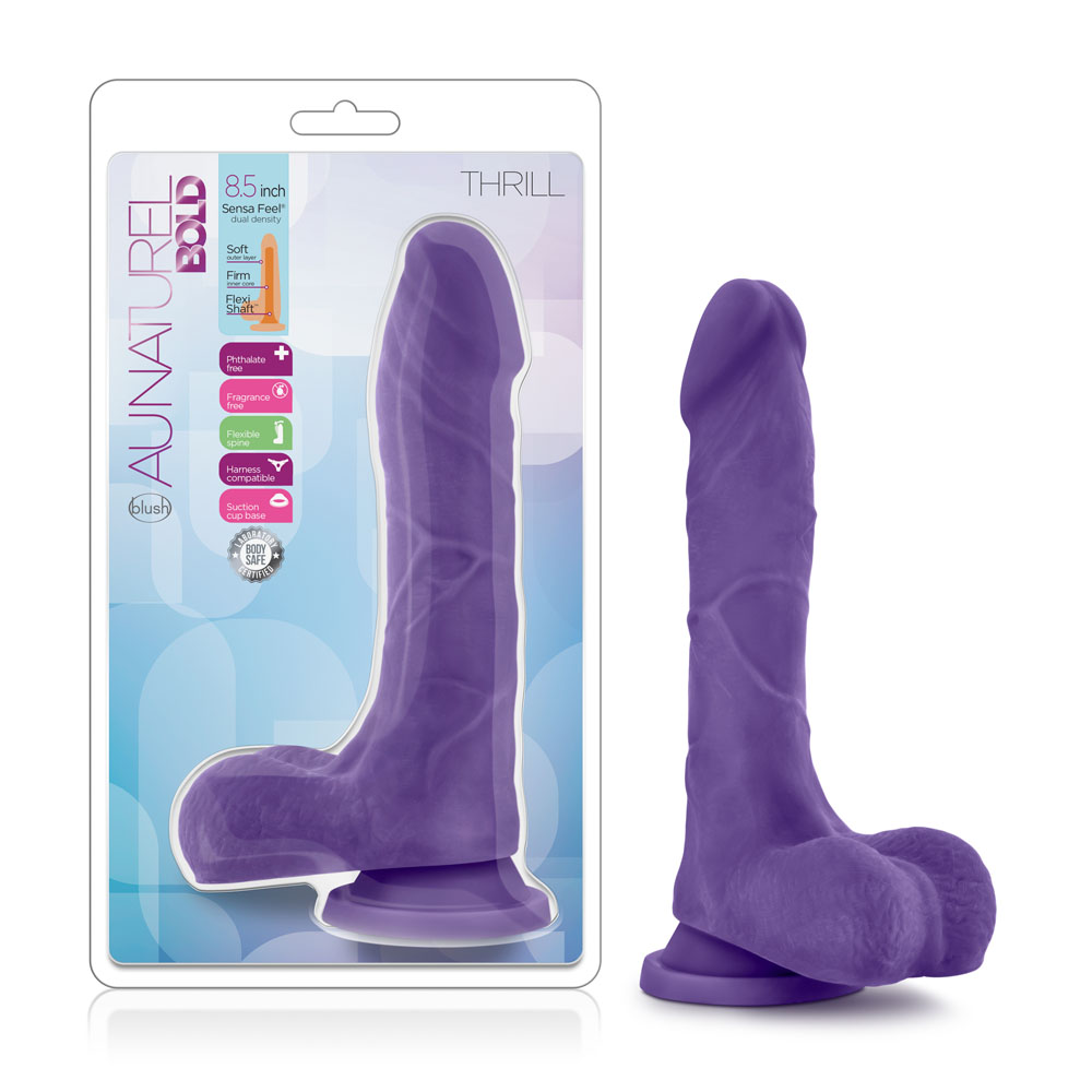 www.blushnovelties.com Au Natural - Bold - Thrill - 8.5 Inch Dildo - Purple - Image 1