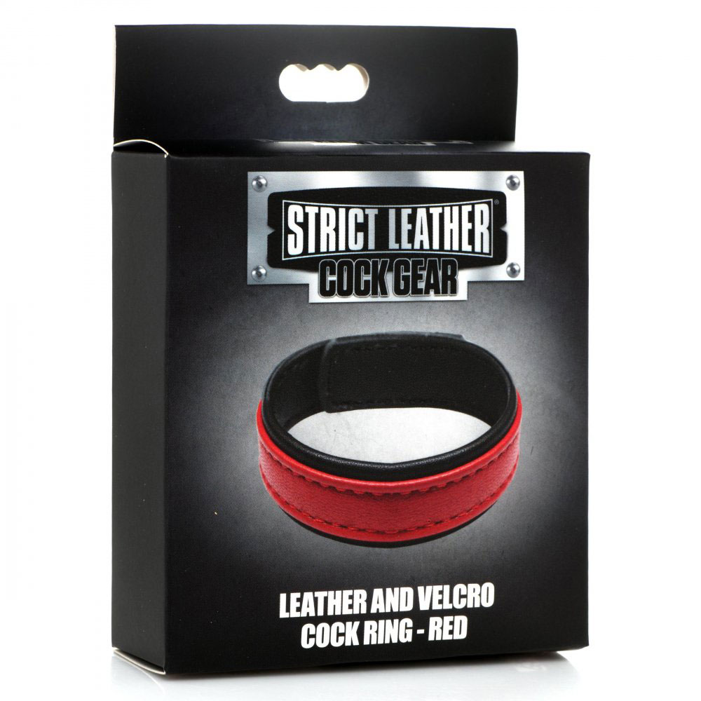 AyZ3Ox3zw2IZN6NppssO7yTfZZugJo1l Leather and Velcro Cock Ring - Red - Image 1