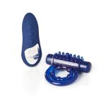 Sensuelle Remote Control 15 Function Rechargeable Bullet Ring - Blue - Image 2