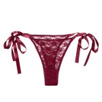 Remote Control Lace Thong Set - Burgundy - Image 6