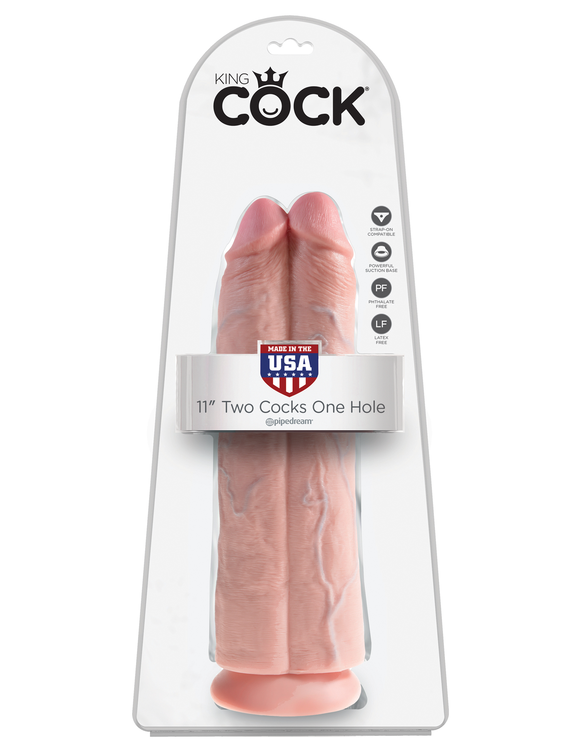 CGB3CNJBhQ5MHsxRprJNVUhP6McpUCMF King Cock 11" Two Cocks One Hole - Flesh - Image 1
