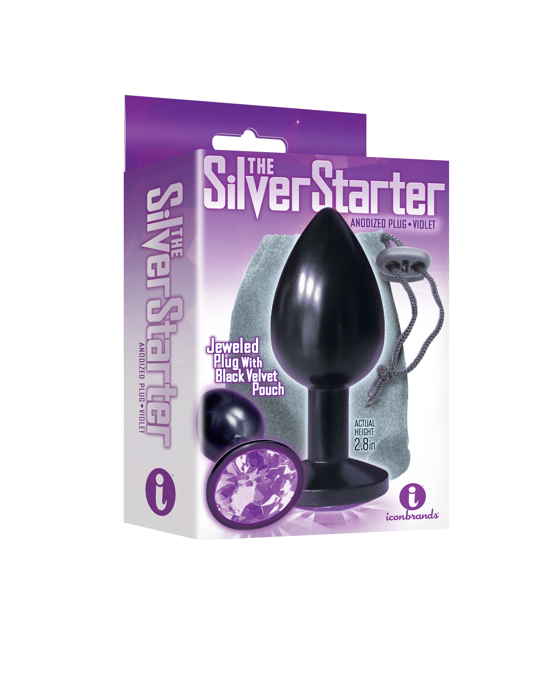 CVNGjrmNxOEtEF024dUJSl7B7KlHfe4A The 9's the Silver Starter Anodized Bejeweled Stainless Steel Plug - Violet - Image 1