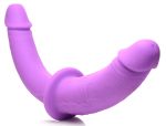 Double Charmer Silicone Double Dildo With Harness - Purple - Image 7