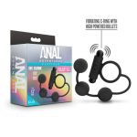 Anal Adventures - Platinum - Silicone Anal Ball With Vibrating C-Ring - Black - Image 3