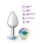 Clear Iridescent Round Gem Silver Metal Plug - Md - Image 5