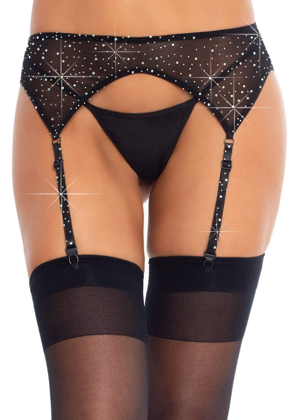 DQokjvd8bmGPNWdj0LG2pDTeGT2Q6jDb Rhinestone Garter Belt - One Size - Black - Image 1