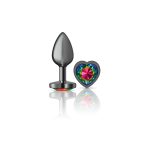 Rainbow Heart Gem Gunmetal Metal Plug - Sm - Image 4