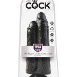 King Cock 9" Two Cocks One Hole - Black