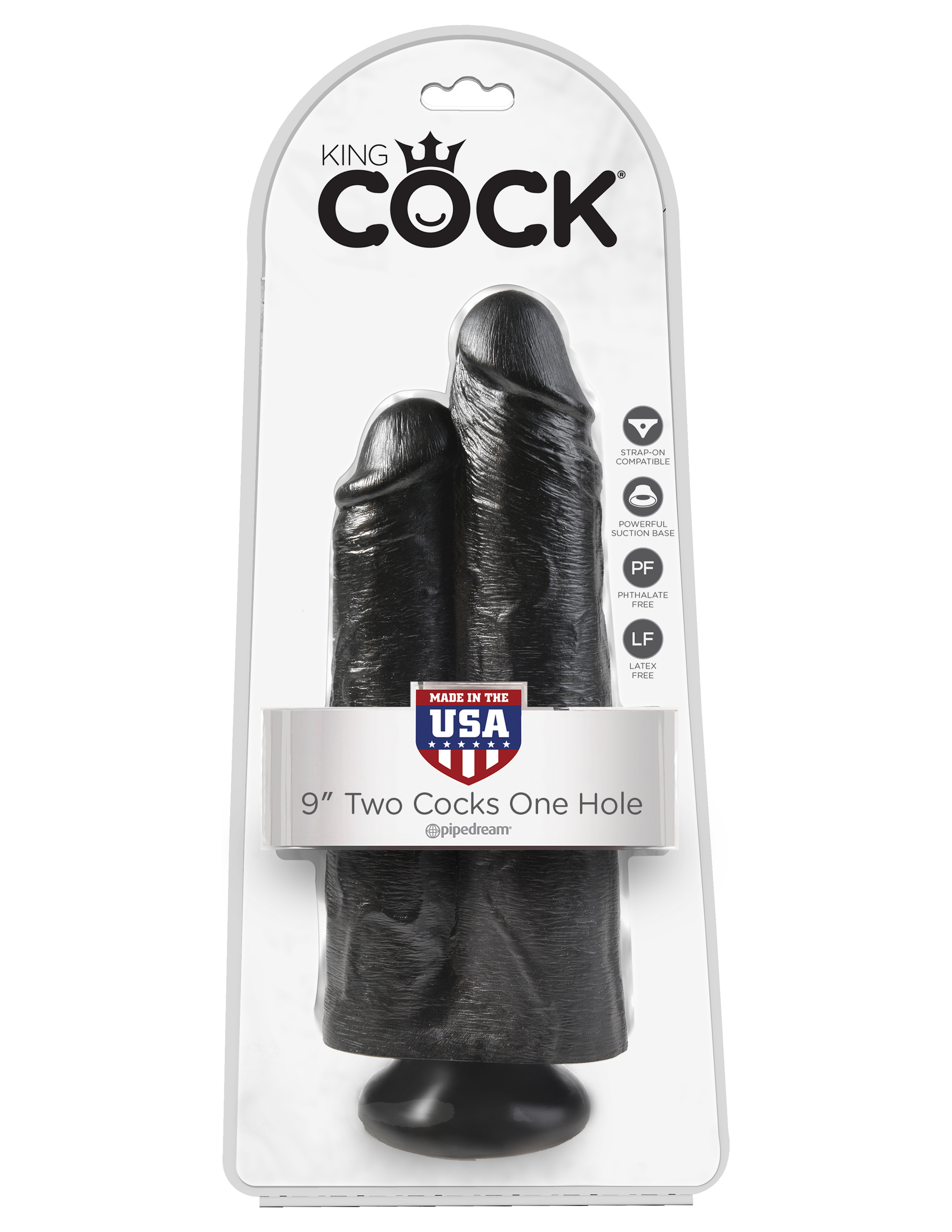 Dj9IsJCFeISox4AlTaB1lyWv26MOXcIP King Cock 9" Two Cocks One Hole - Black - Image 1